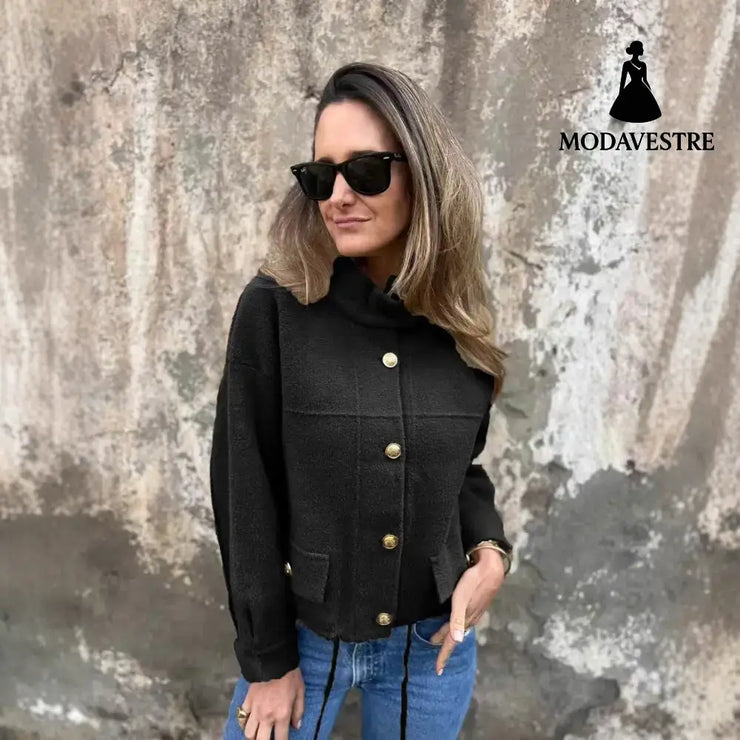 Tie Pocket Cardigan Single-breasted Mid-length Coat Coat