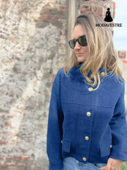 Tie Pocket Cardigan Single-breasted Mid-length Coat Blue / L Coat