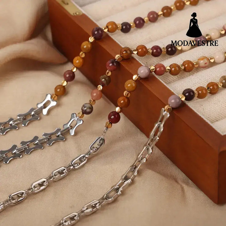 Titanium Steel Egg Yolk Stone Necklace Silver / One Size