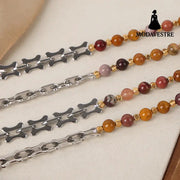 Titanium Steel Egg Yolk Stone Necklace Silver / One Size