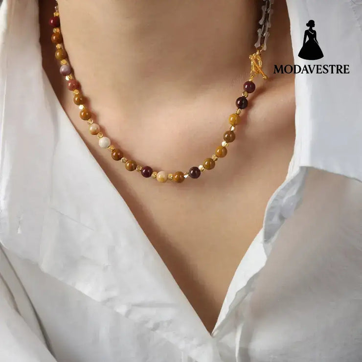 Titanium Steel Egg Yolk Stone Necklace Silver / One Size