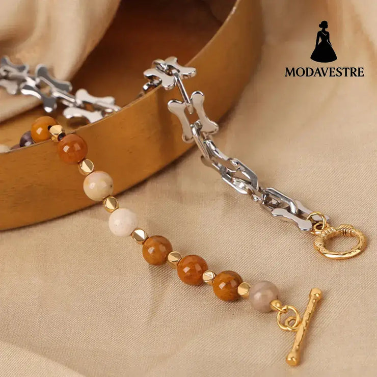 Titanium Steel Egg Yolk Stone Necklace Silver / One Size