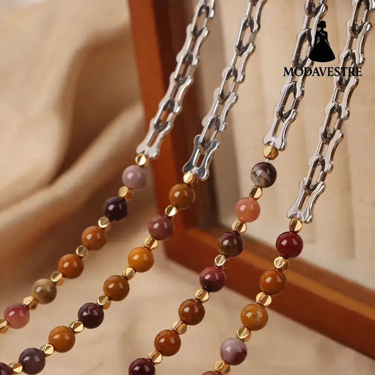 Titanium Steel Egg Yolk Stone Necklace Silver / One Size