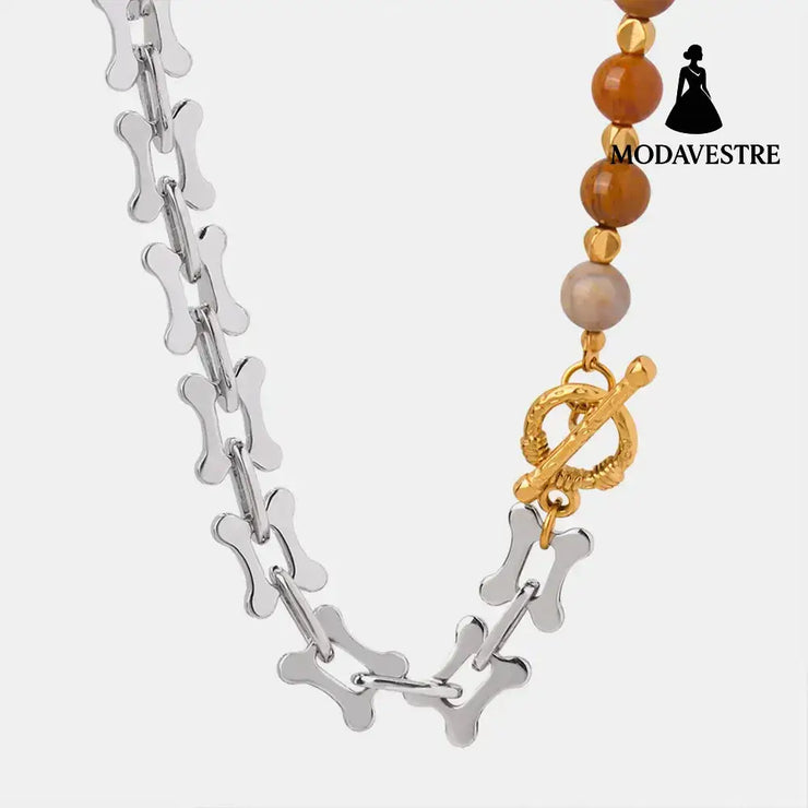 Titanium Steel Egg Yolk Stone Necklace Silver / One Size