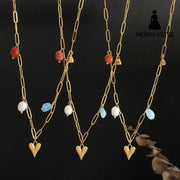 Titanium Steel Heart Pendant Necklace Gold / One Size