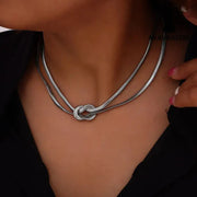 Titanium Steel Knot Necklace Silver / One Size