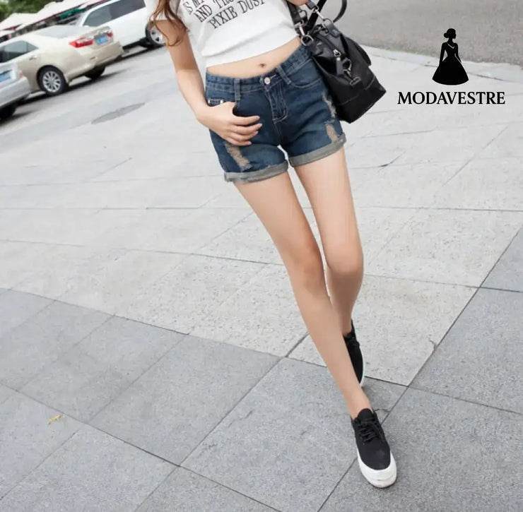 Torn Denim Shorts For Women