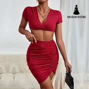 Trade Temperament Sexy Women Clothing Red Body-hugging Suit Skirt