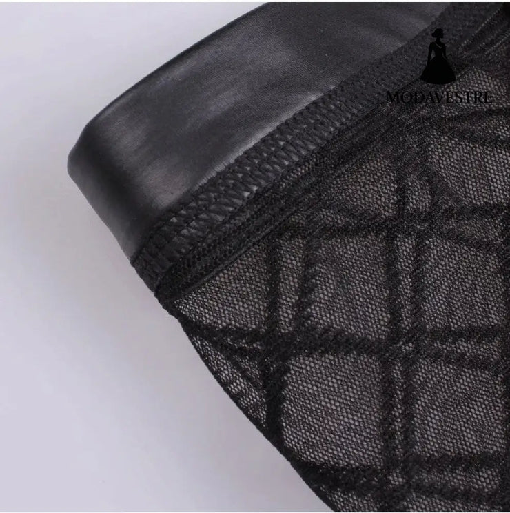 Tulle See-through Plaid Boxers For Men - MODAVESTRE