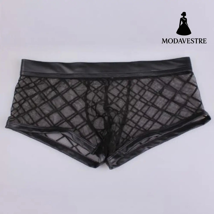 Tulle See-through Plaid Boxers For Men - MODAVESTRE