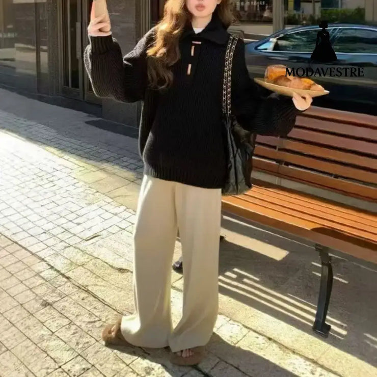 Turtleneck Twist Sweater Women’s High-grade Casual Jumper