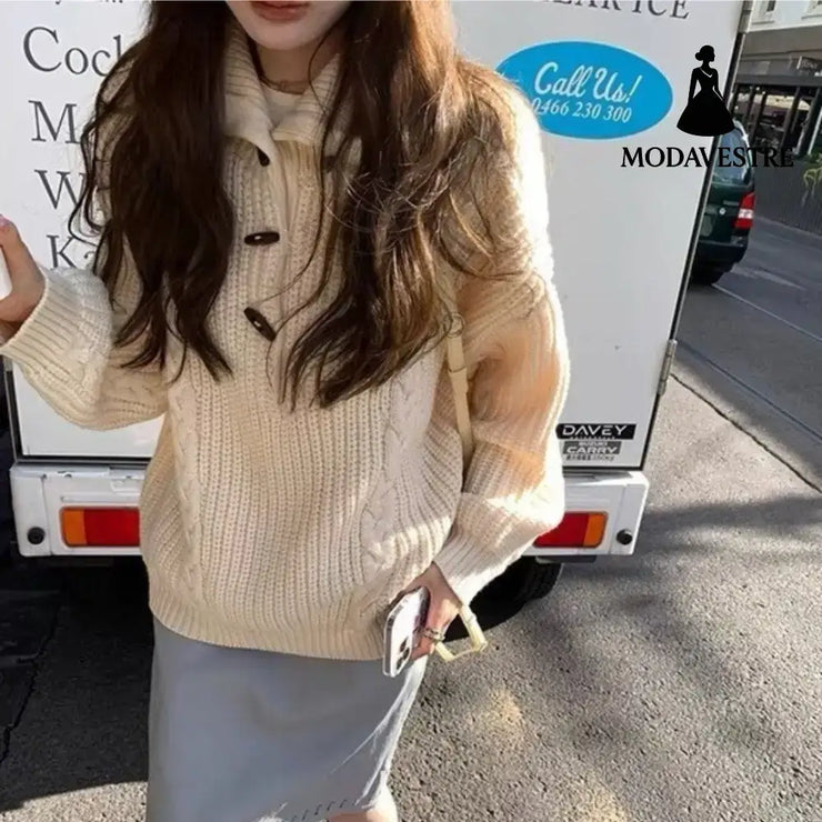 Turtleneck Twist Sweater Women’s High-grade Casual Jumper