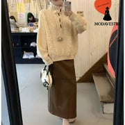 Turtleneck Twist Sweater Women’s High-grade Casual Jumper