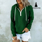 Twist Texture Design Hoodie Drawstring Sweatshirt Fashion Women Daily Clothing Green / 4XL