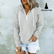 Twist Texture Design Hoodie Drawstring Sweatshirt Fashion Women Daily Clothing Light Grey / 4XL
