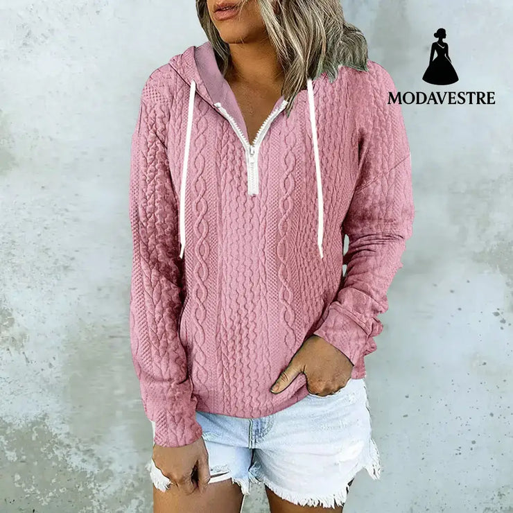 Twist Texture Design Hoodie Drawstring Sweatshirt Fashion Women Daily Clothing Lotus / 4XL