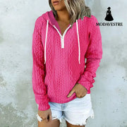 Twist Texture Design Hoodie Drawstring Sweatshirt Fashion Women Daily Clothing Pink / 4XL