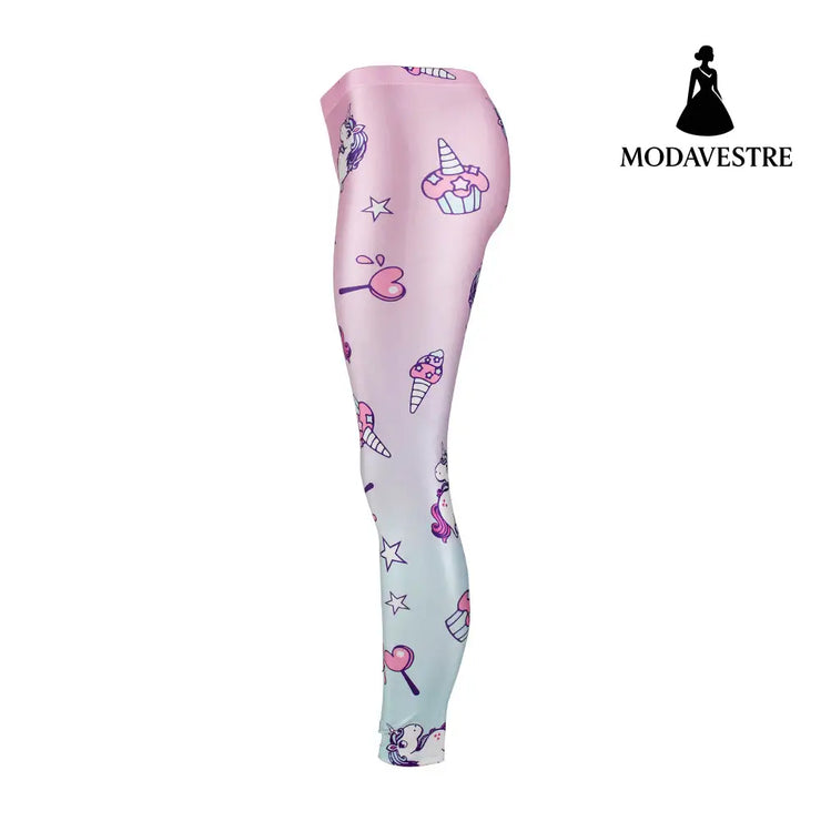 Unicorn Series  Women Leggings Star Ice Cream Digital Print Leggins Sweat Workout Woman Legging Slim Pants - MODAVESTRE