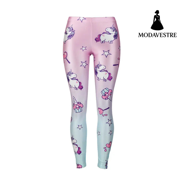 Unicorn Series  Women Leggings Star Ice Cream Digital Print Leggins Sweat Workout Woman Legging Slim Pants - MODAVESTRE