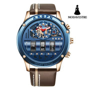 Uniquex Men Wrist Watches Leather Black Silver Creative