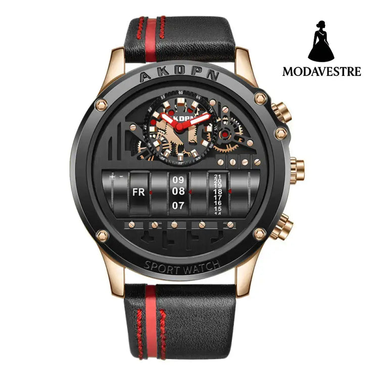 Uniquex Men Wrist Watches Leather Black Silver Creative