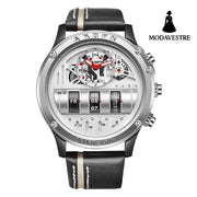 Uniquex Men Wrist Watches Leather Black Silver Creative