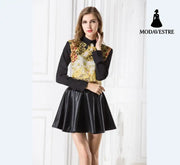 USA SIZE Pleated Puffy Skirt Slim Skirt PU Skirt Joker Leather Skirt default