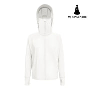 UV Protection Sun Protection Clothing For Women Summer Elegant White / L