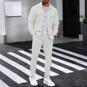 Waffle Long-sleeved Trousers Casual Men’s Suit White / L