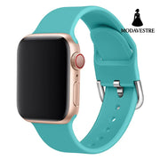 Watch strap solid color silicone watch buckle strap Blue / 38 40mm / Large size Accessory