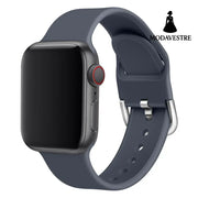 Watch strap solid color silicone watch buckle strap Blue grey / 38 40mm / Large Accessory