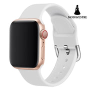 Watch strap solid color silicone watch buckle strap White / 38 40mm / Large size Accessory