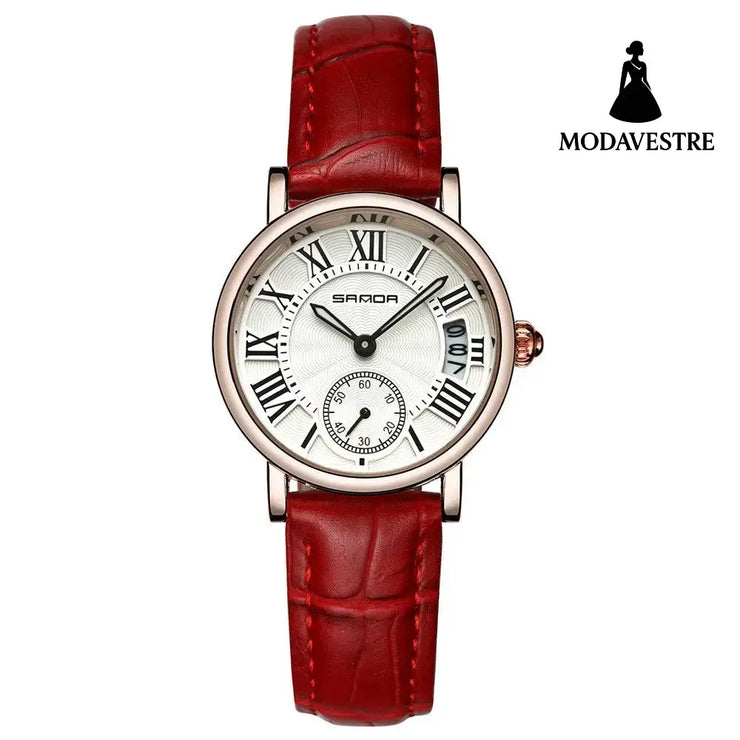 Watch women waterproof delicate belt women Red