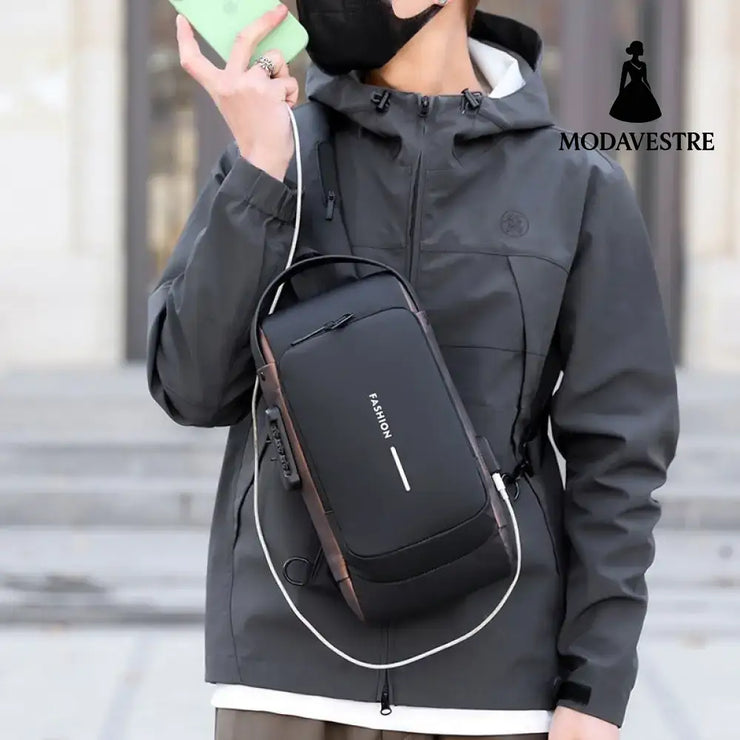 Waterproof Anti Theft Designer Password Lock Bag Usb Crossbody Sling Bags For Men Chest Bags