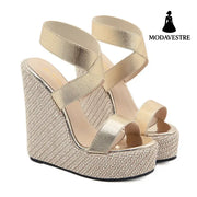 Wedge Sandals Women s High heel Platform Platform Shoes Orange / 35