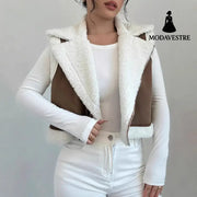 Western Style Light Fur Integrated Lamb Wool Vest