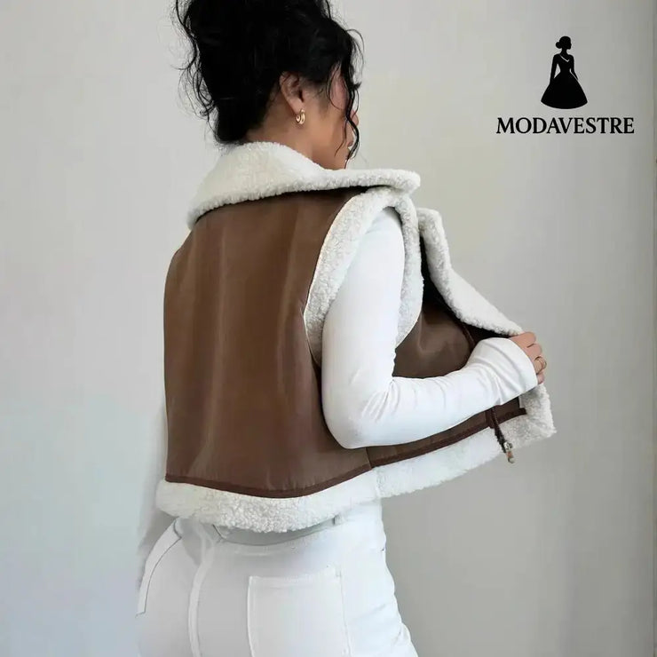 Western Style Light Fur Integrated Lamb Wool Vest