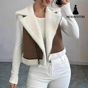 Western Style Light Fur Integrated Lamb Wool Vest