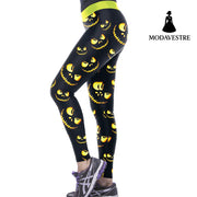 Wholesale Women Leggings Harvest Halloween Sporting Leggings Lighting Pumpkin Lantern Printed Mujer Leggins Pants - MODAVESTRE