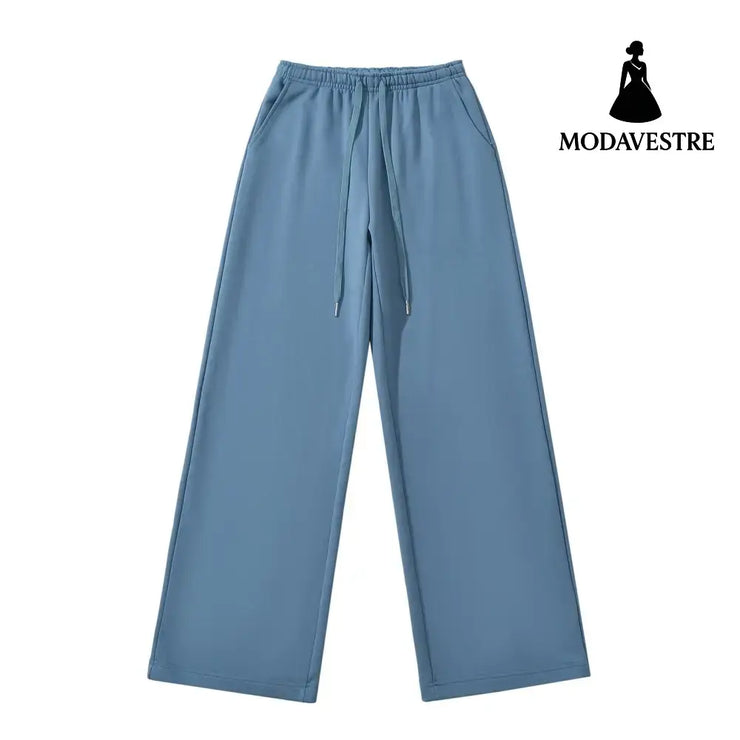 Wide leg casual sweatpants Hazy Blue / S