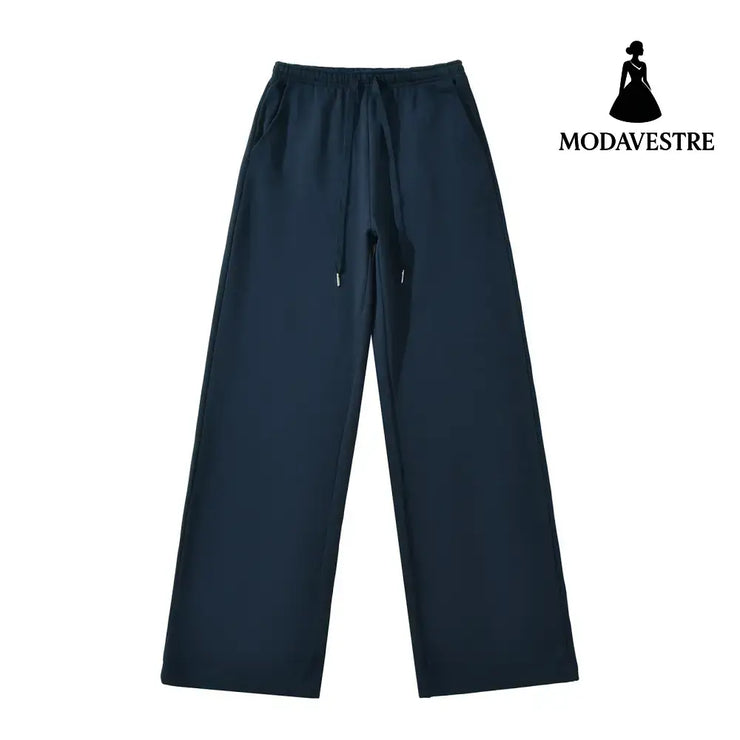 Wide leg casual sweatpants Navy Blue / S