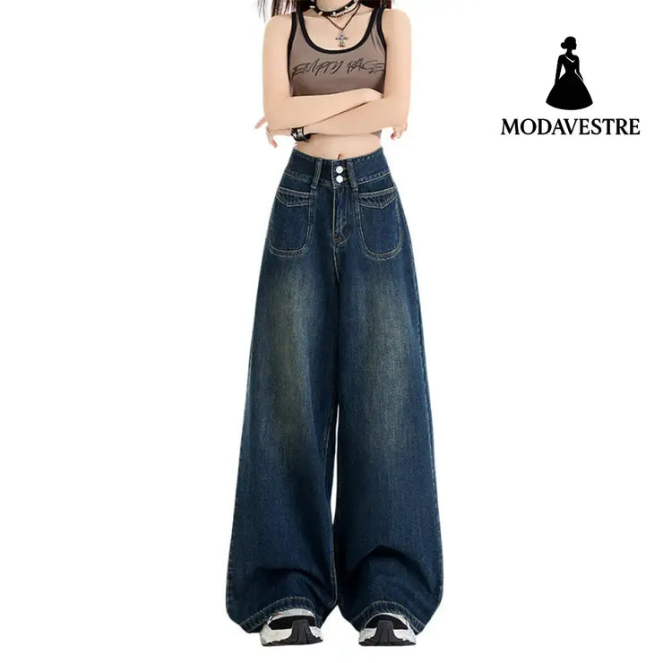 Wide-Leg Pants Simple and Versatile Slimming Straight Leg Floor-Length Pants for Women