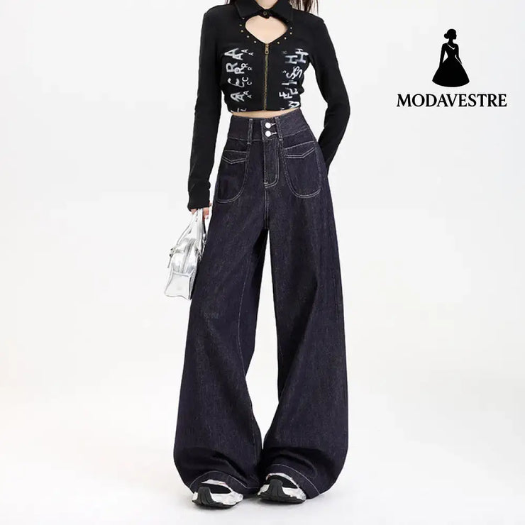 Wide-Leg Pants Simple and Versatile Slimming Straight Leg Floor-Length Pants for Women
