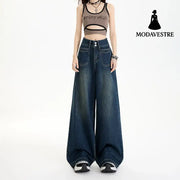 Wide-Leg Pants Simple and Versatile Slimming Straight Leg Floor-Length Pants for Women