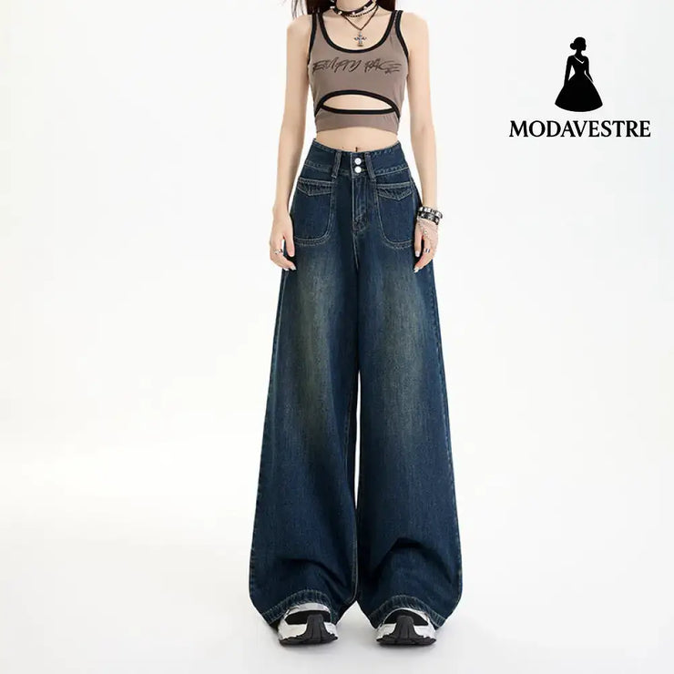 Wide-Leg Pants Simple and Versatile Slimming Straight Leg Floor-Length Pants for Women