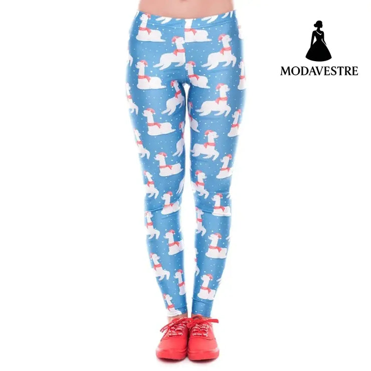 Women Christmas Red Leggings - MODAVESTRE