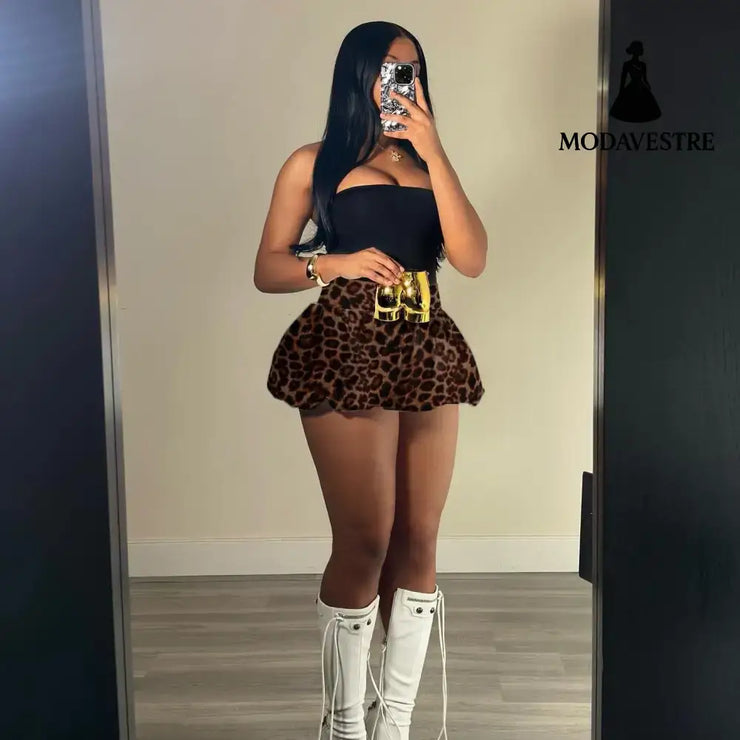 Women Clothing New Leopard Print Printed All-matching Skirt