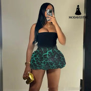 Women Clothing New Leopard Print Printed All-matching Skirt Green Leopard Print / L