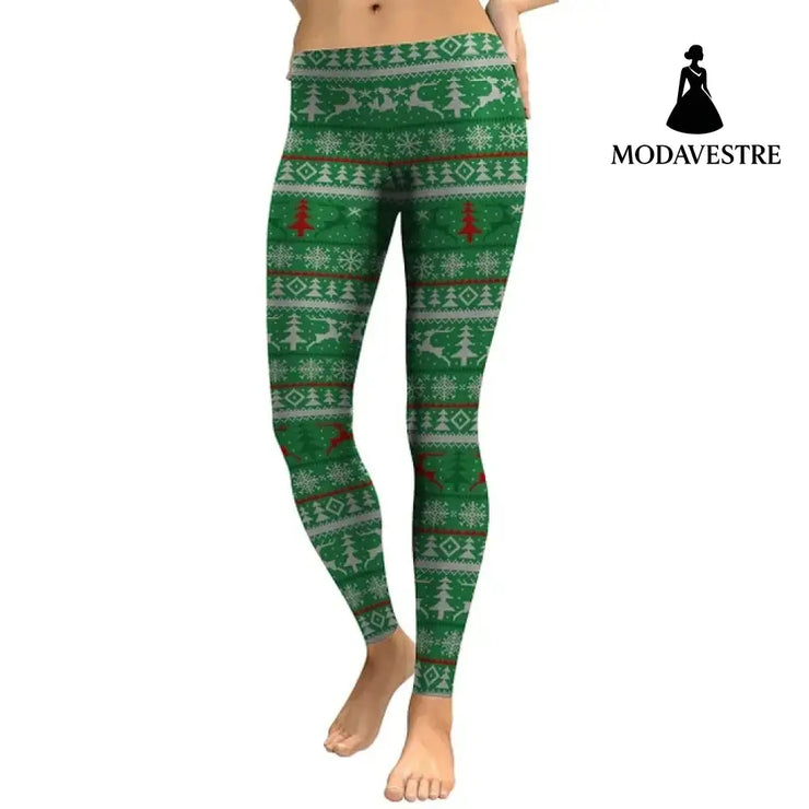 Women Deer 3D Printed Leggings - MODAVESTRE