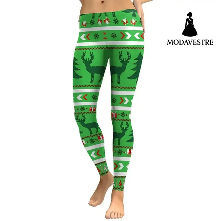 Women Deer 3D Printed Leggings - MODAVESTRE